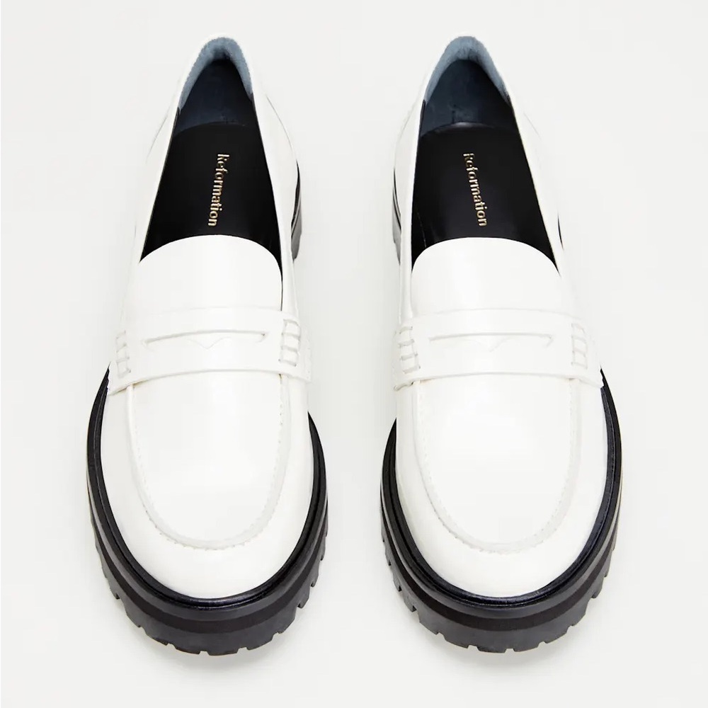 REFORMATION WHITE AGATHEA CHUNKY LOAFER